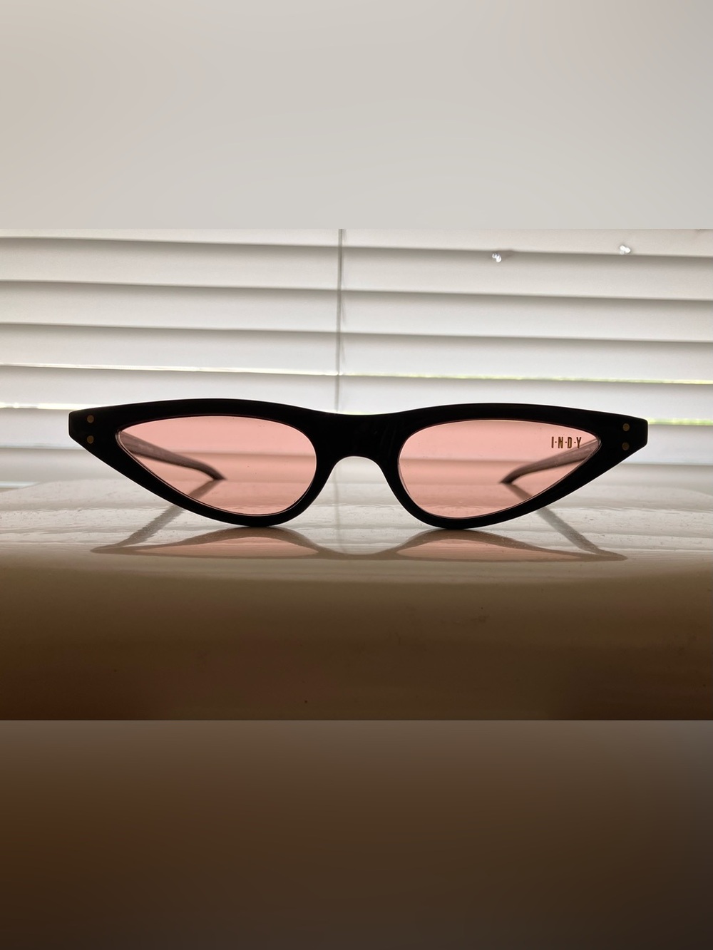 Indy Cat-Eye Sunglasses in Black with Pink Lenses